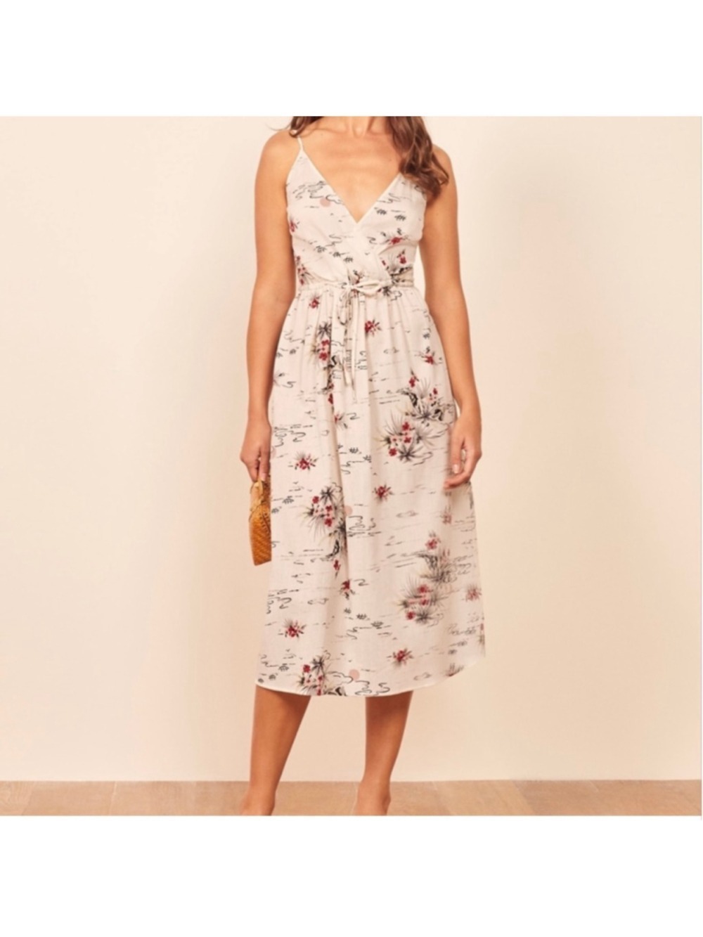 Reformation Anita Tonga Print Organic Cotton Midi Dress Size XS